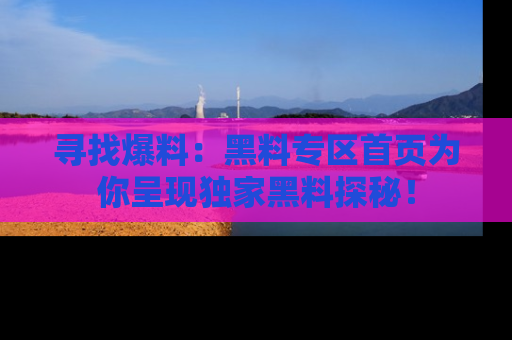 寻找爆料：黑料专区首页为你呈现独家黑料探秘！